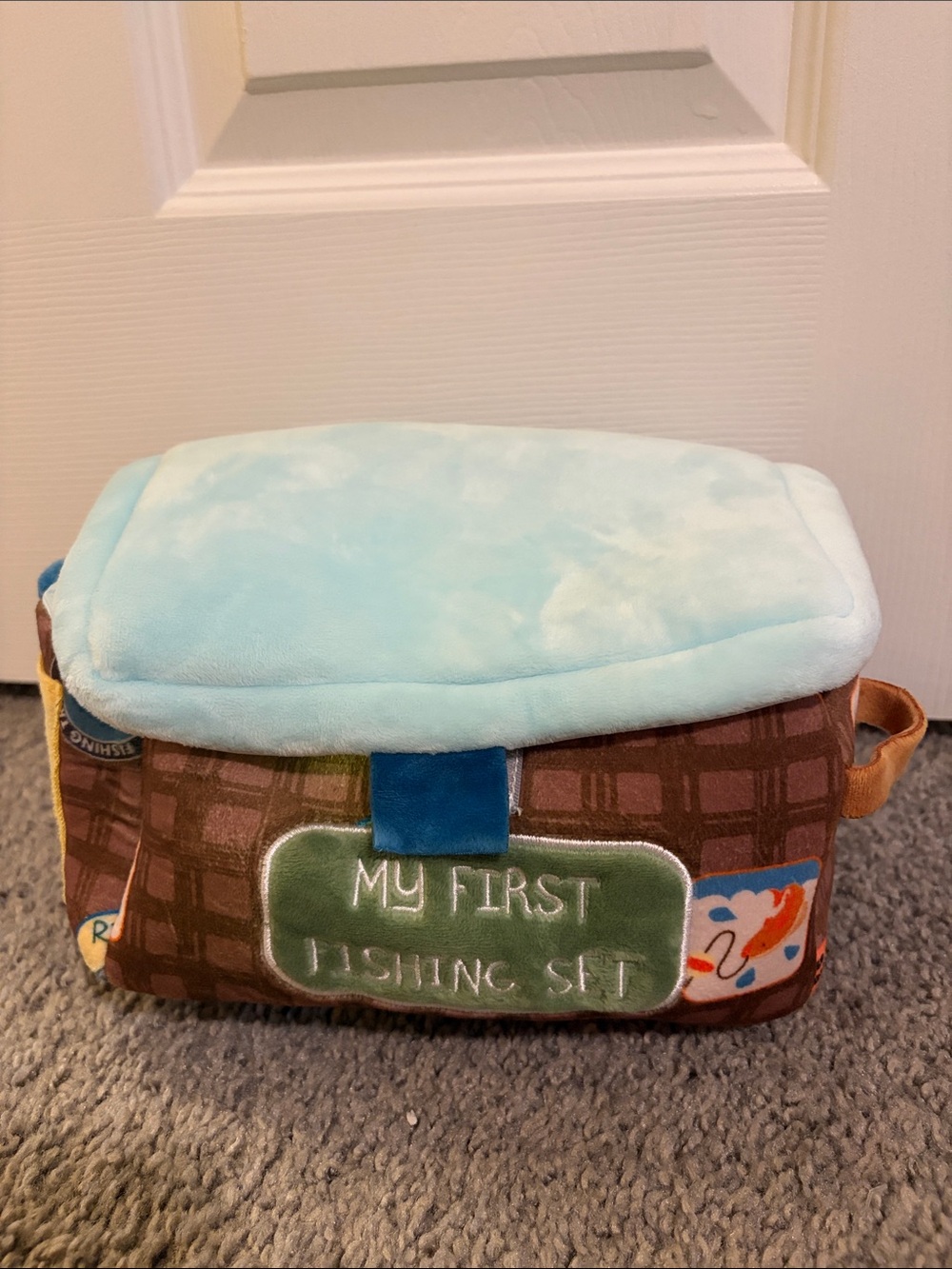 Mudpie Plush 'My First Fishing Set' Toy Bag - Light Blue & Brown